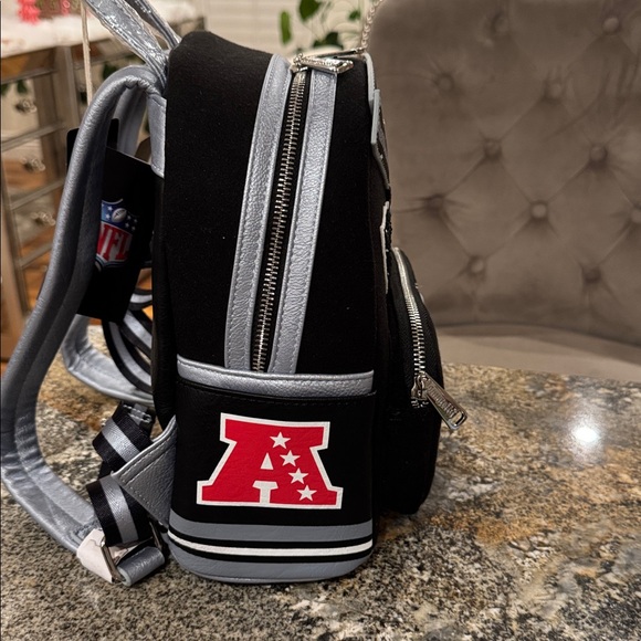 LOUNGEFLY NFL Las Vegas Raiders Varsity Mini Backpack - Picture 2 of 6